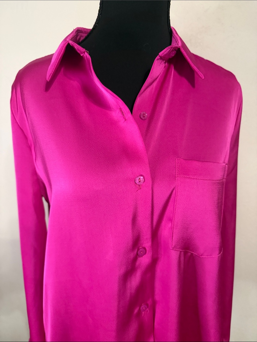 Skies Are Blue Fuchsia Button-Down Blouse - Picture 3 of 9